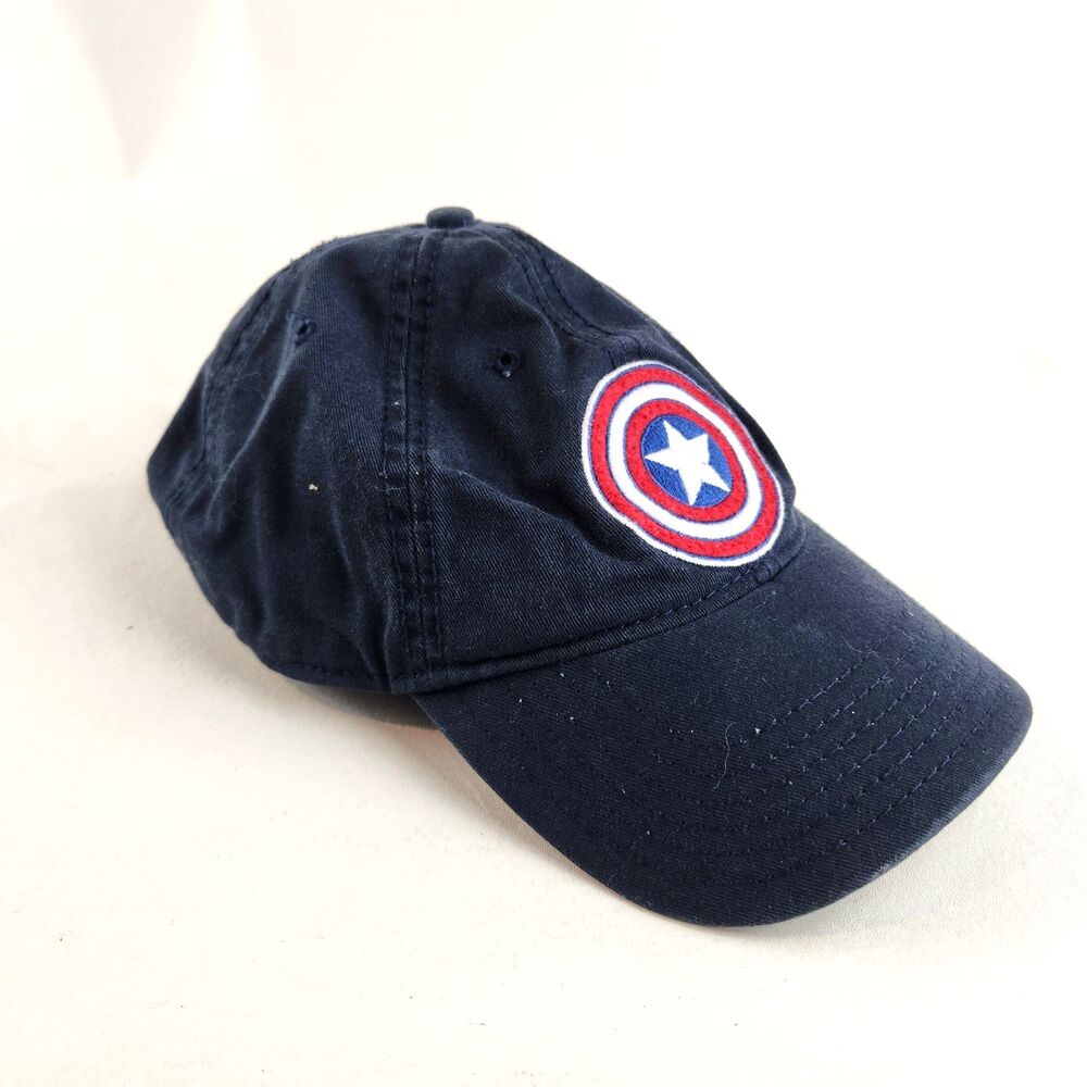 Marvel Captain America Hat Adult One Size Blue Adjustable Strap Dad Cap Shield